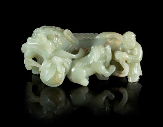 Appraisal: Sale Lot A Carved Celadon Jade Figural Group of an