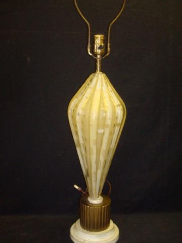 Appraisal: Murano Lamp - Light-Amber with Fluted Sides and Gold Flecks