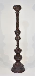 Appraisal: Japanese Bronze Dragon Phoenix Floor Lamp Base JAPAN MEIJI TAISHO