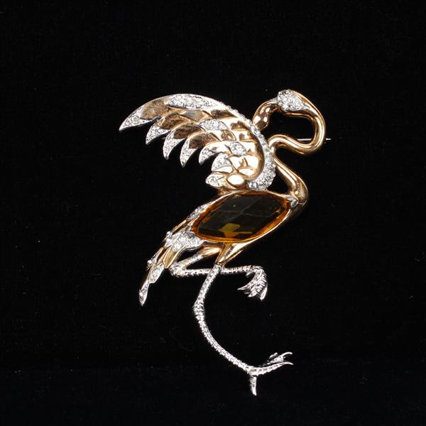 Appraisal: Coro gold tone Jewel Belly Exotic Bird Flamingo Pin Brooch