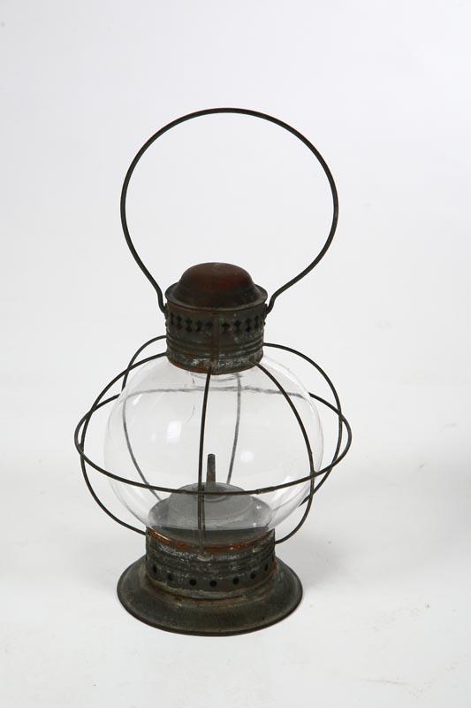 Appraisal: LANTERN American th century Tin onion lantern with clear glass