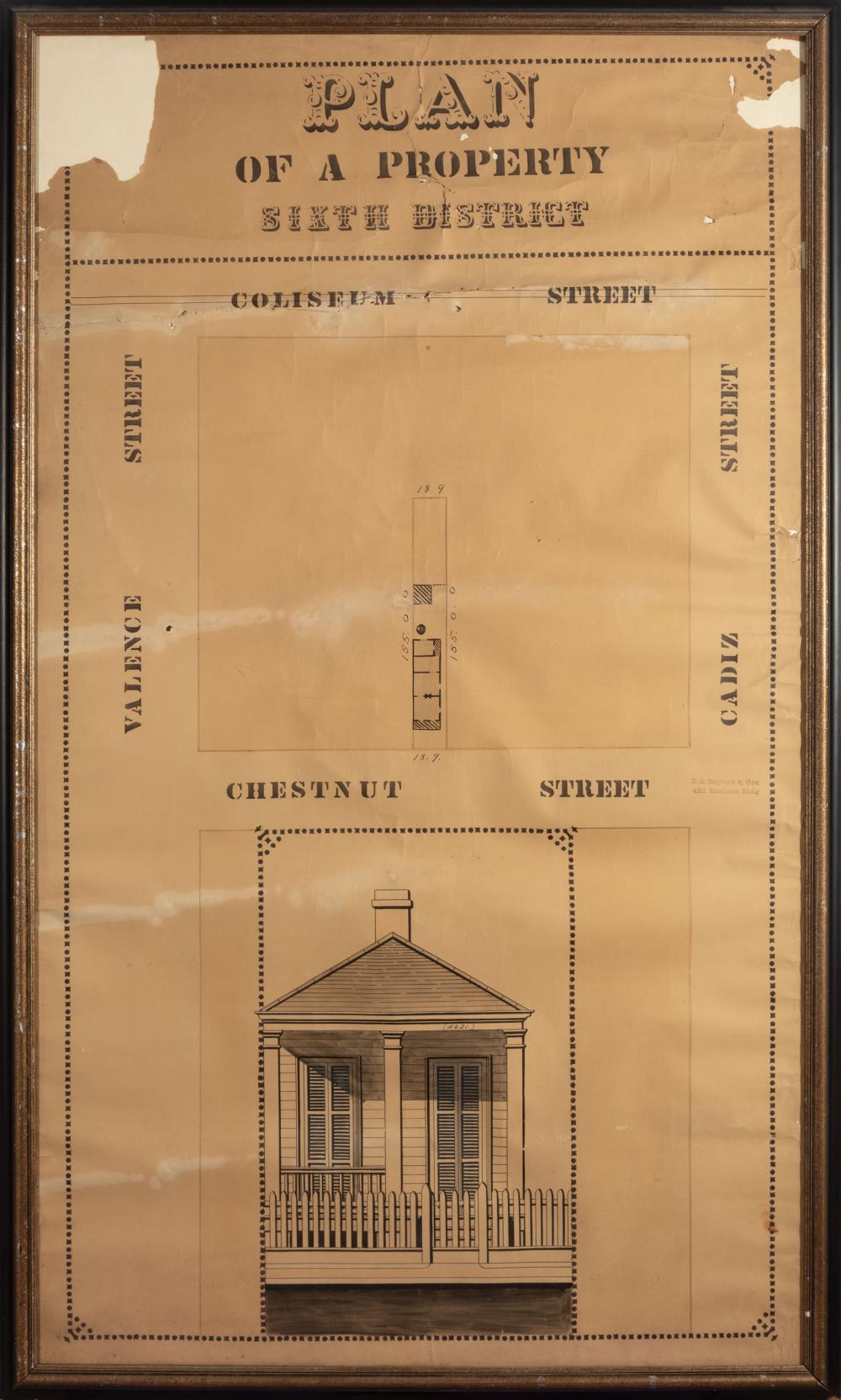 Appraisal: New Orleans Notarial Real Estate Plan Sixth District Chestnut Street