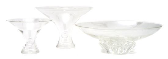 Appraisal: A Group of Three Glass Articles Steuben comprising a low