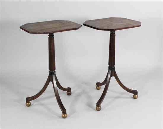 Appraisal: A pair of Regency style mahogany occasional tables ft ins