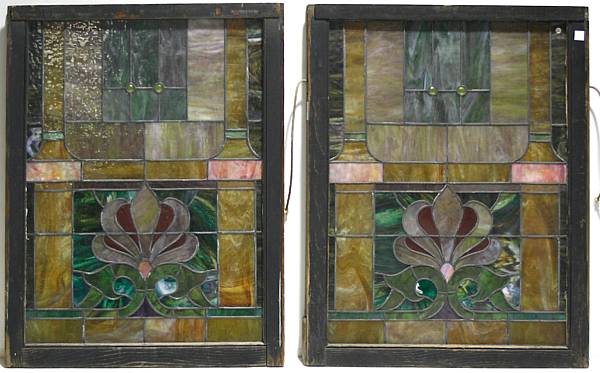 Appraisal: A set of four stained and leaded glass windows late