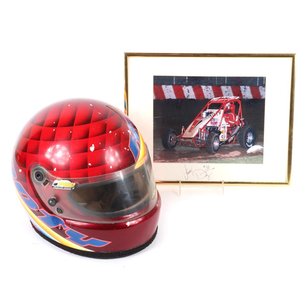 Appraisal: KEVIN DOTY SPRINT CAR RACE USED HELMET PHOTOKevin Doty Sprint