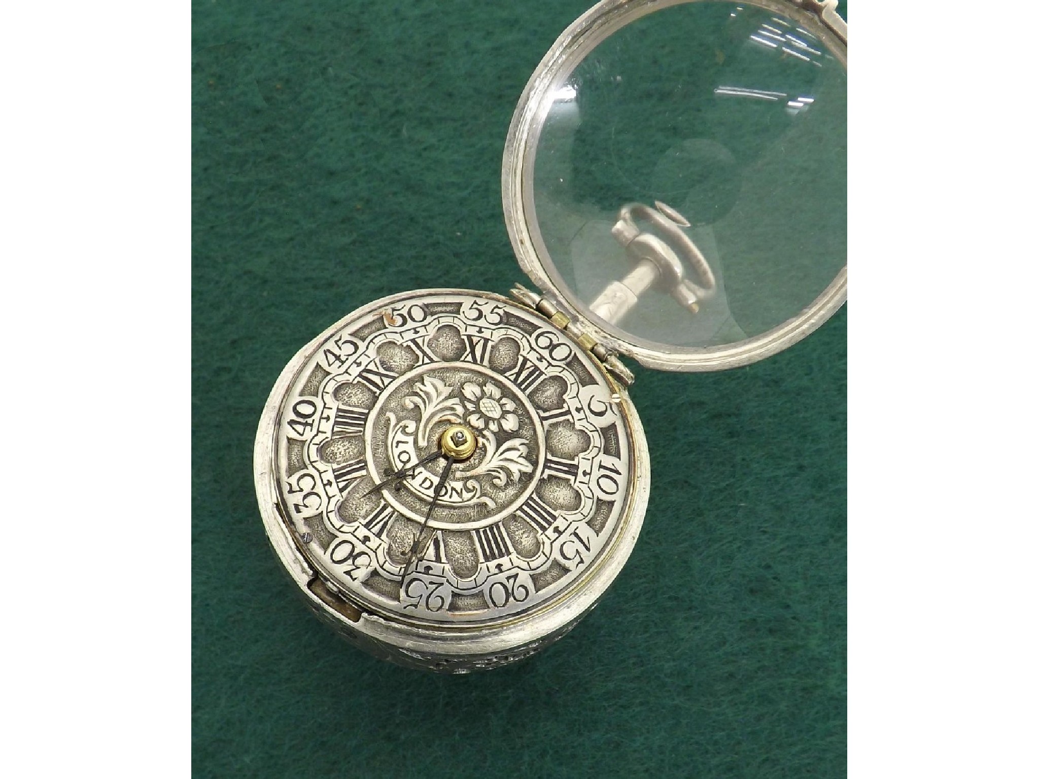 Appraisal: English th century quarter repeating silver verge pocket watch the