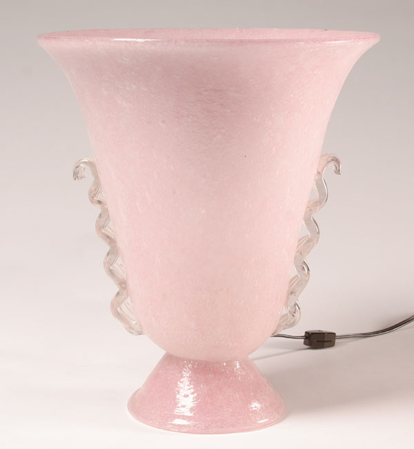 Appraisal: Martinuzzi Pink Pulegoso Art Glass Lamp H x Diam Very