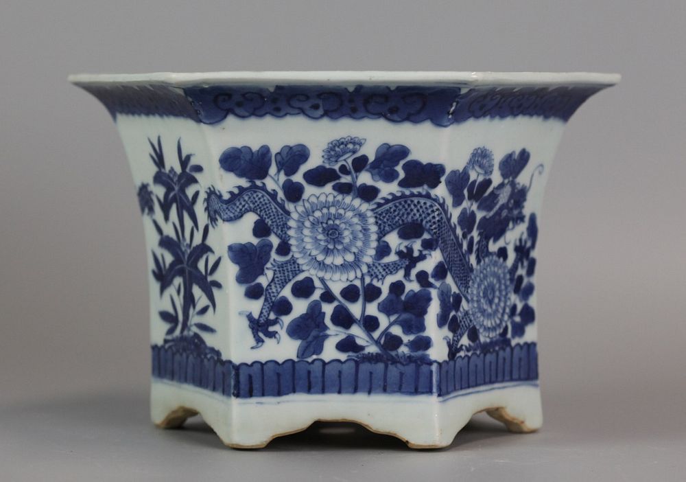 Appraisal: Chinese porcelain planter possibly th c blue and white porcelain