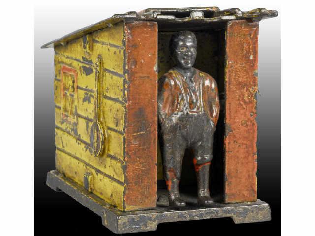 Appraisal: Cast Iron Cabin Mechanical Bank Description paint Replaced trap Condition