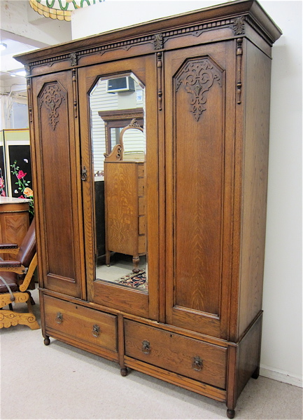 Appraisal: JACOBEAN STYLE OAK WARDROBE English early th century large size