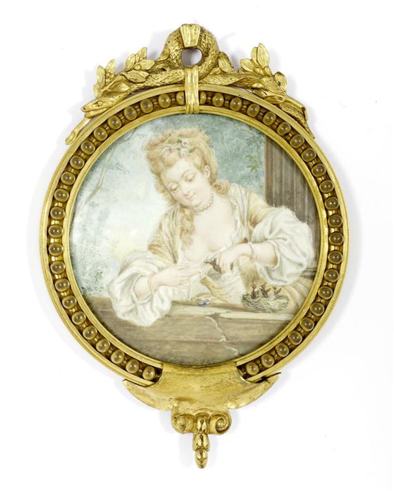 Appraisal: FRANCE mongrammed J B and dated Mixed media on ivory