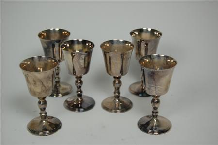 Appraisal: A set of six modern goblets Sheffield with feature hallmarks