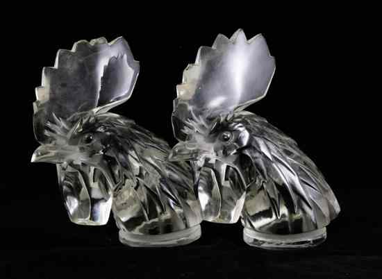 Appraisal: Two Lalique 'Tete de Coq' car mascots moulded marks to