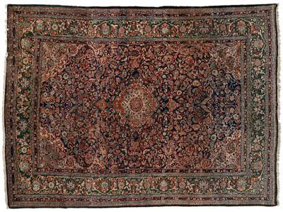 Appraisal: Tabriz rug central medallion and corner work on dark blue