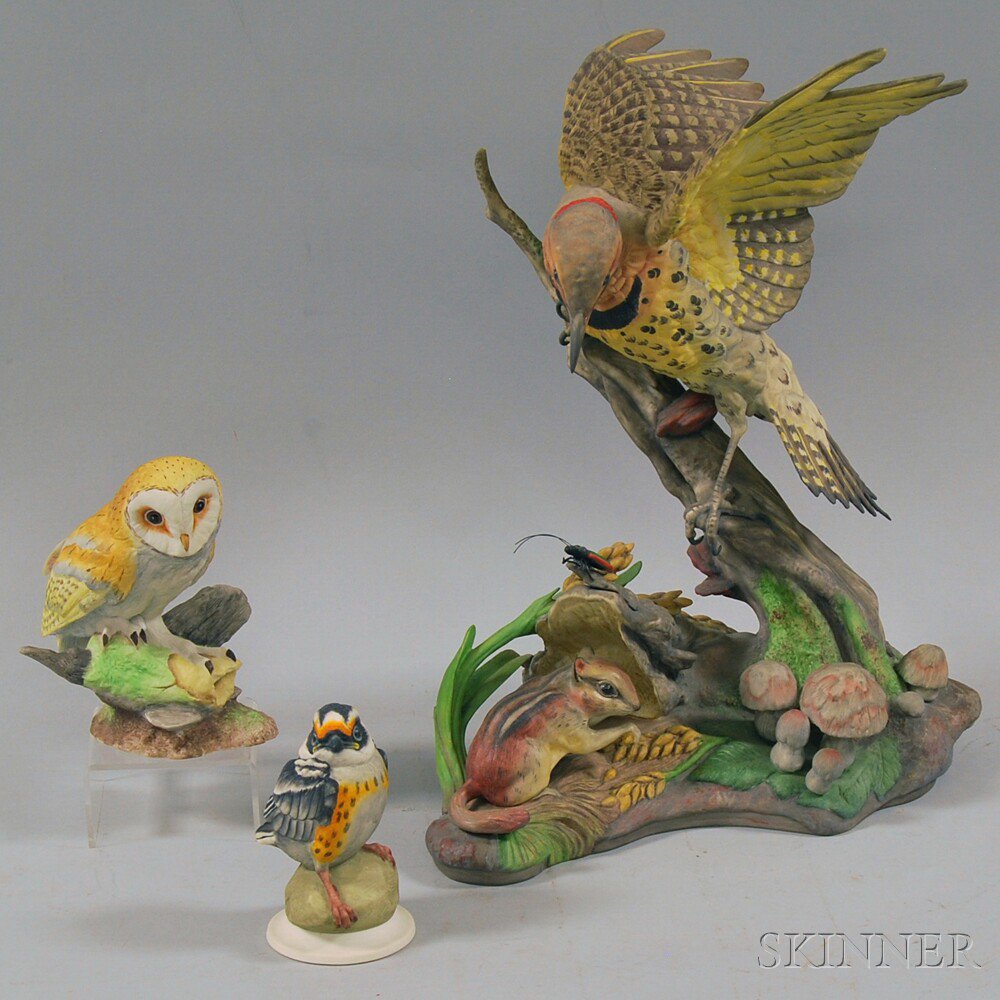 Appraisal: Three Boehm Ceramic Figural Birds a North American Barn Owl