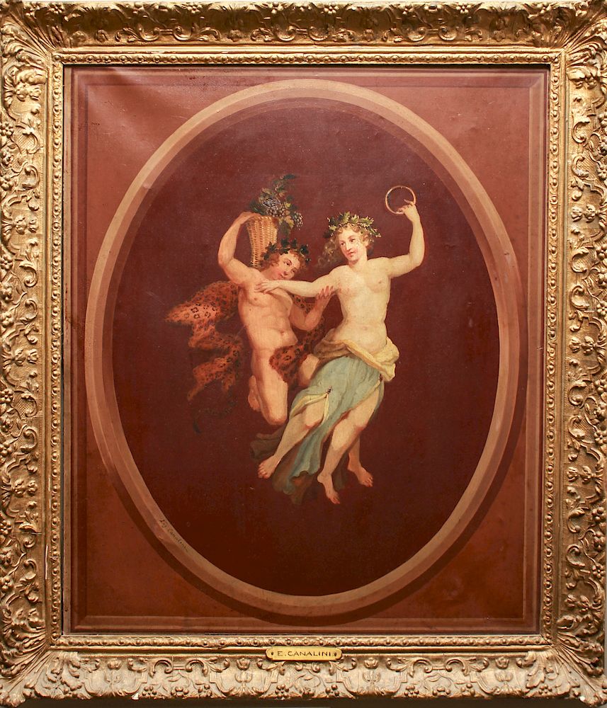 Appraisal: Eugenio Canalini Dionysus Maenad Oil on Canvas Eugenio Canalini Italian