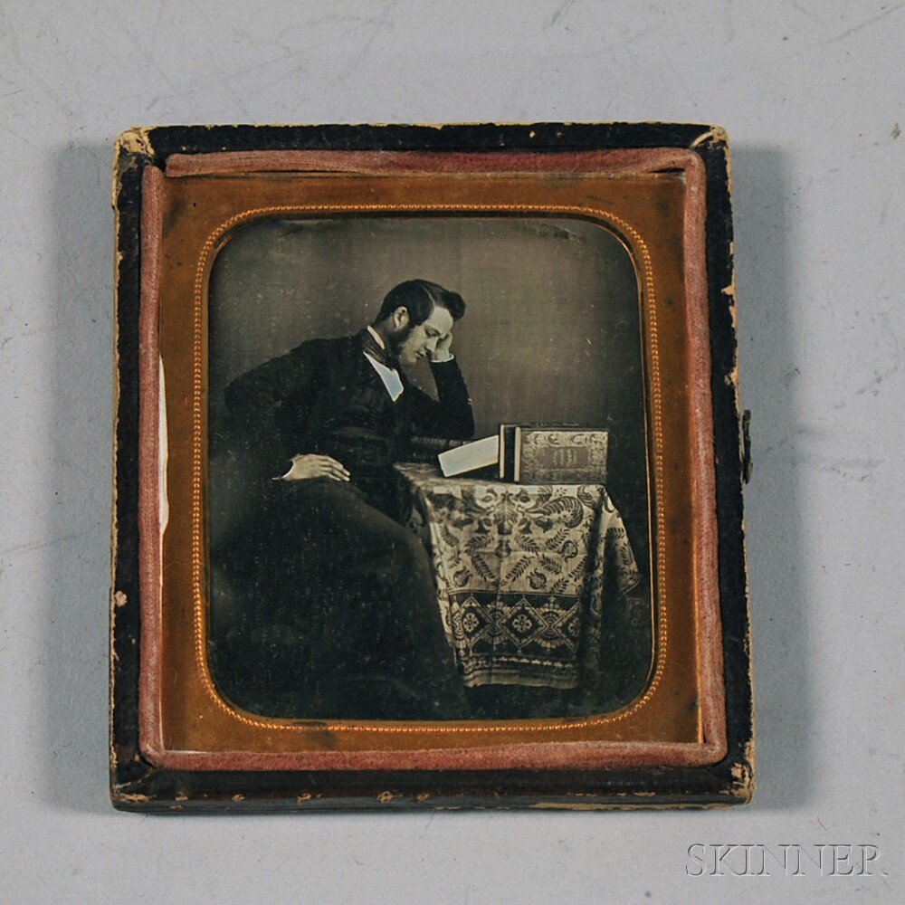 Appraisal: Sixth-plate Daguerreotype Portrait of a Man Seated at a Table