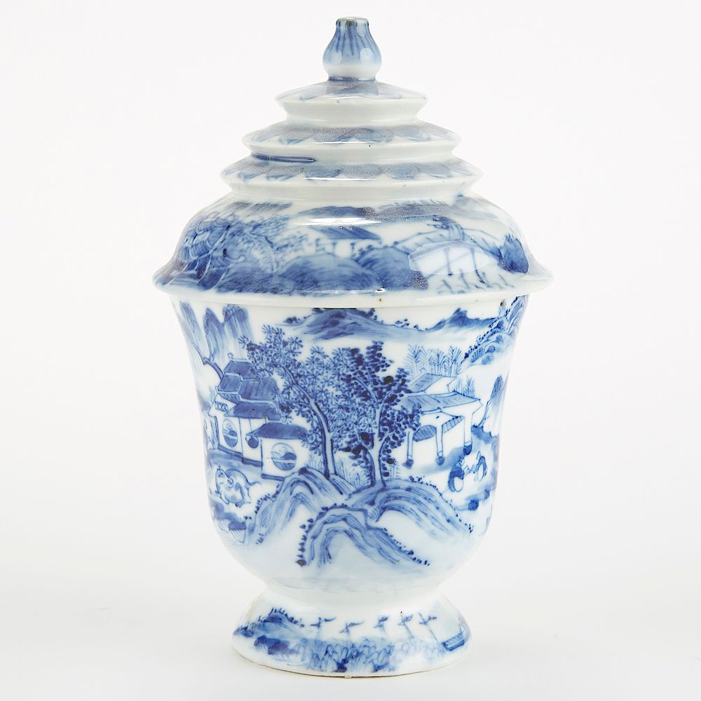 Appraisal: Chinese Thai Market Blue and White Porcelain Cup Altar Vessel