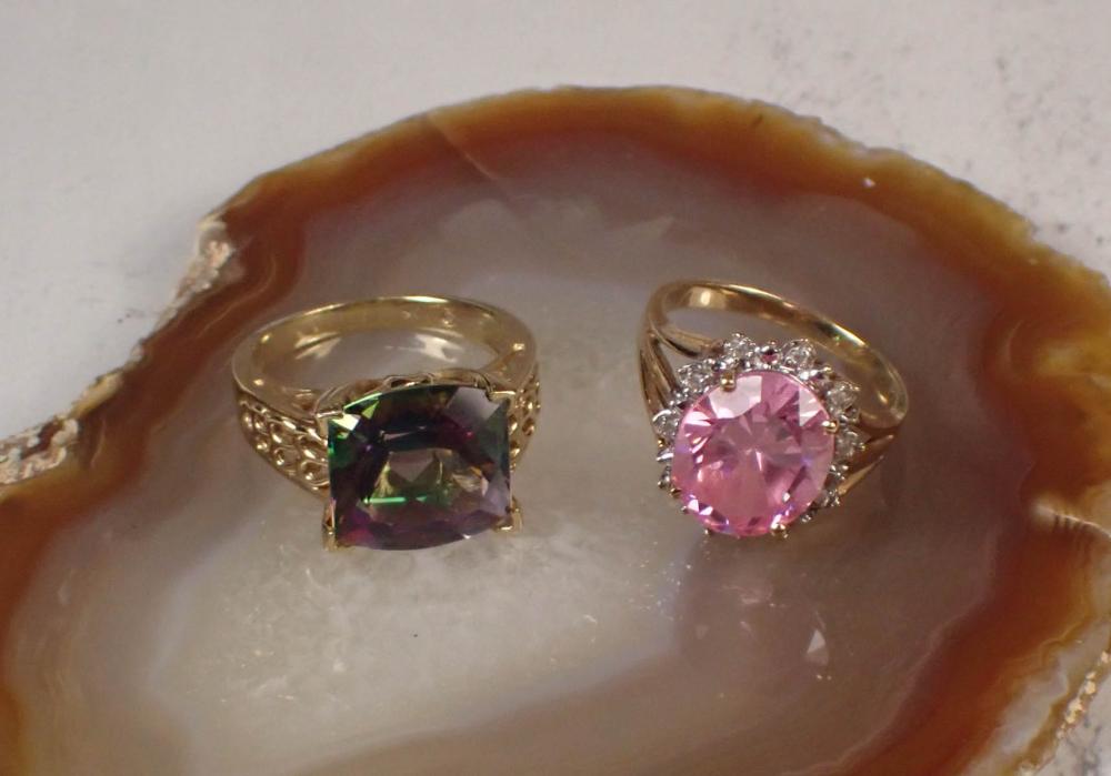 Appraisal: TWO COLORED GEMSTONE AND YELLOW GOLD RINGS k yellow gold