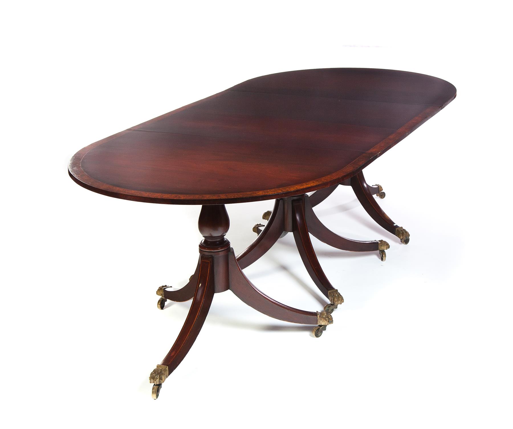 Appraisal: FEDERAL-STYLE THREE-PART PEDESTAL DINING ROOM TABLE American th century Rounded