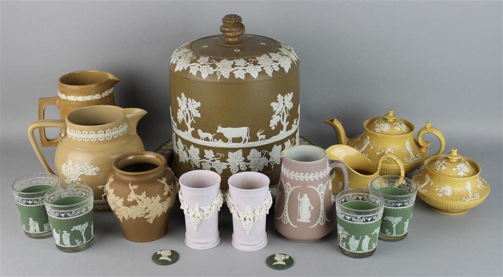 Appraisal: GROUP OF ENGLISH POTTERY including a large unmarked brown and