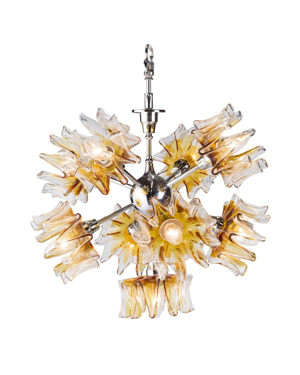 Appraisal: TWO SMOKED GLASS AND CHROME CEILING LIGHTS S each of