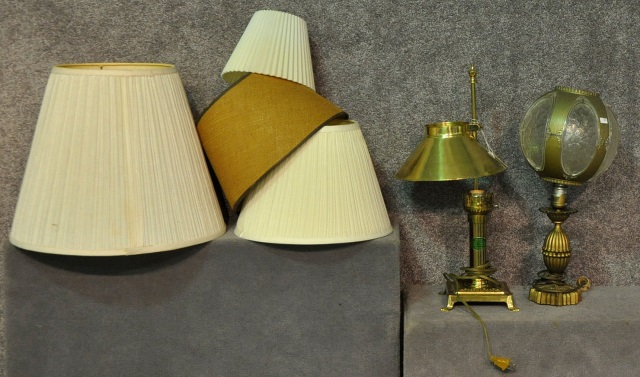 Appraisal: Two Electric LampsTallest is H Along with four lamp shades