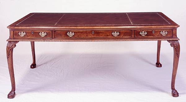 Appraisal: An Irish George III style walnut writing table Carved in