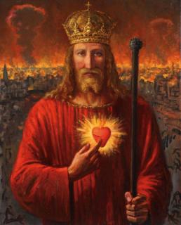 Appraisal: OIL PAINTING OF THE SACRED HEART GERMAN SCHOOL th century