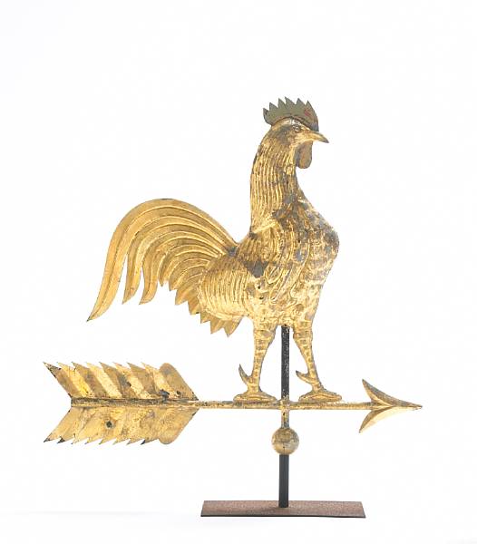 Appraisal: A gilt copper rooster weathervane New Englandlate th century height