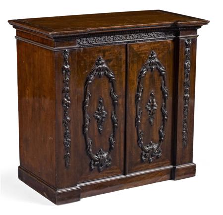 Appraisal: FINE GEORGE III CARVED MAHOGANY TABLE CABINET CIRCA of inverted