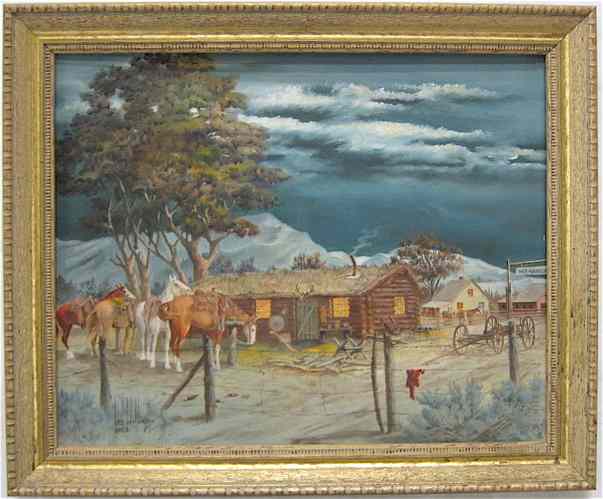 Appraisal: LOU WILLIAMS OIL ON PANEL American th century TK Ranch