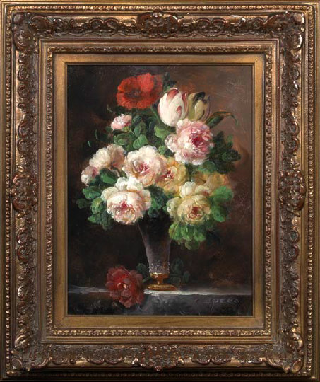 Appraisal: Continental School th Century Floral Still Life oil on canvas