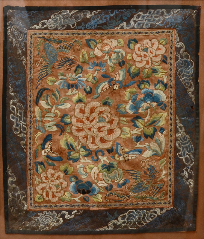 Appraisal: FRAMED FORBIDDEN STITCH CHINESE EMBROIDERY Silk embroidery circa - 's