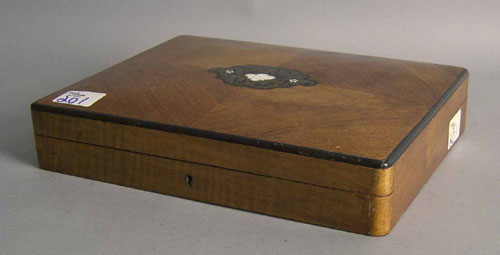 Appraisal: Mahogany game box with ivory pieces