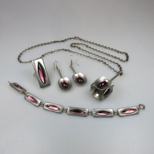 Appraisal: Jorgen Jensen Danish Pewter Five Piece Jewellery Suite comprising a