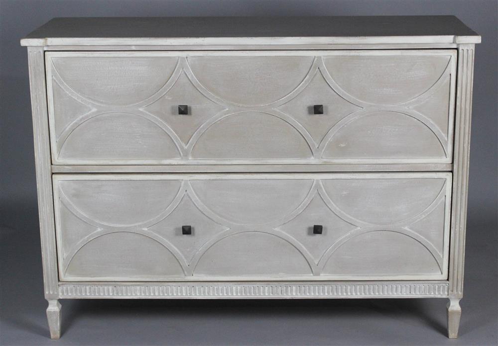 Appraisal: HABERSHAM DISTRESSED PAINTED CHEST OF DRAWERS EN SUITE the rectangular