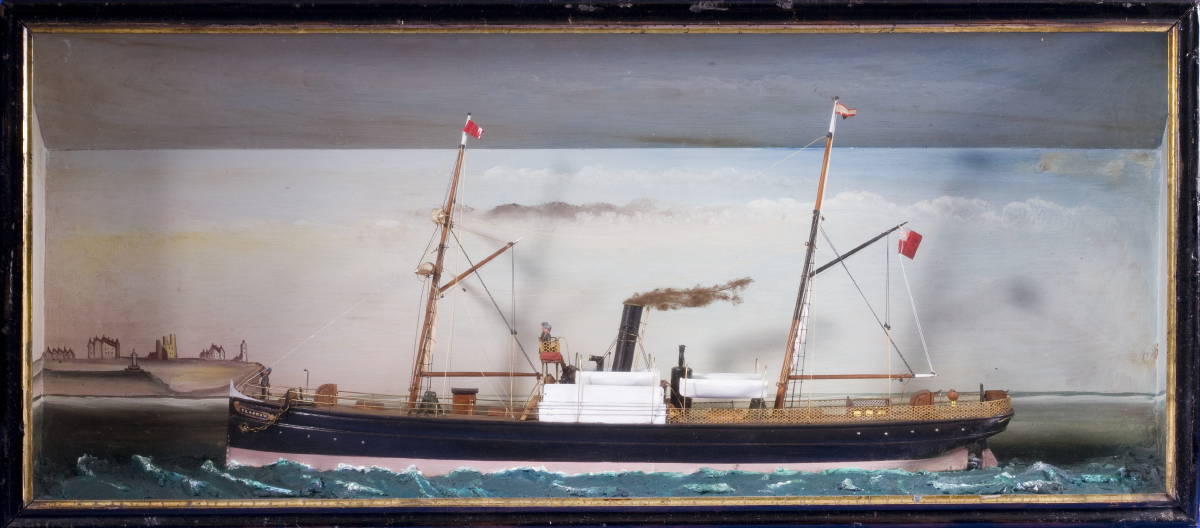 Appraisal: CARVED AND PAINTED WOOD DIORAMA OF THE BRITISH STEAMER quot