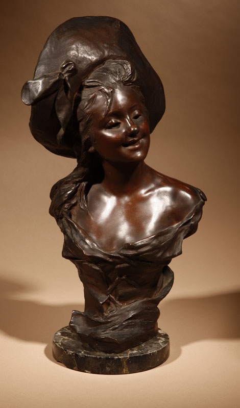 Appraisal: After Georges Van Der Straeten patinated bronze bust of Juliette