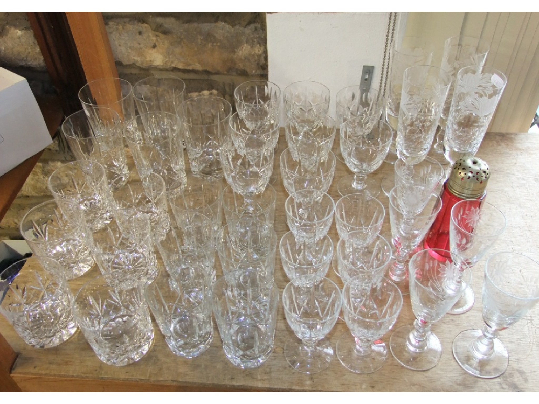 Appraisal: A collection of clear cut drinking glasses to include various