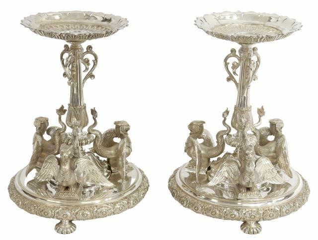 Appraisal: pair English Victorian silver plate centerpiece compotes Thomas Bradbury Sons