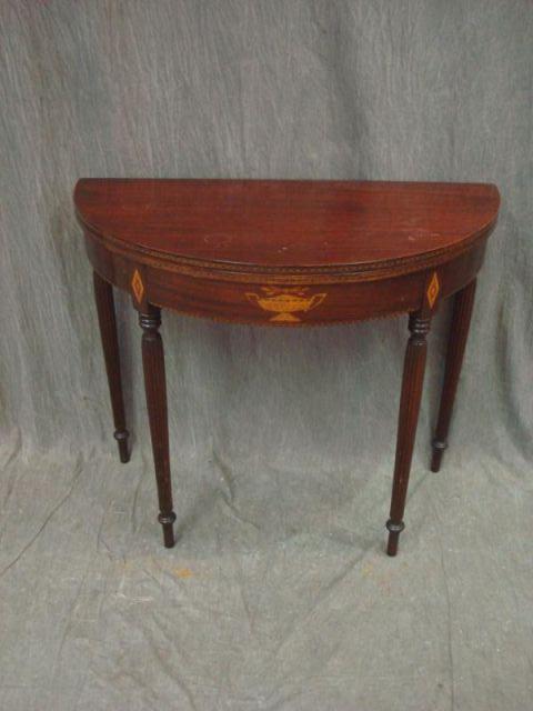 Appraisal: Demilune Mahogany Flip Top Console From a Larchmont home Dimensions