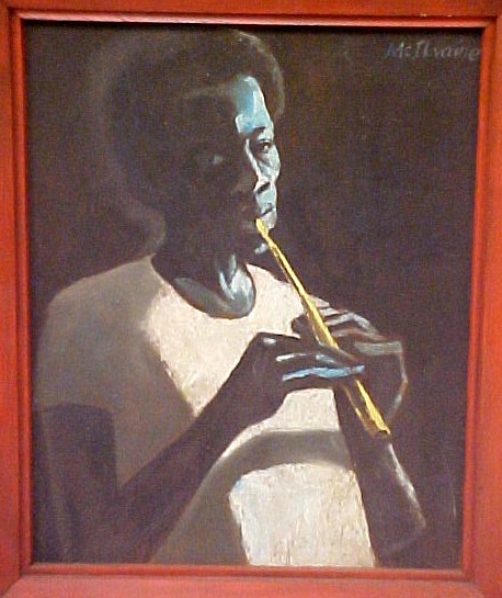 Appraisal: Don McIlvaine oil on masonite man playing instrument signed UR