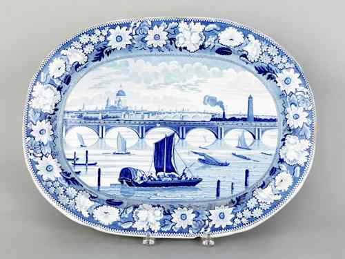 Appraisal: Historical blue Staffordshire platter th c depicting The View of