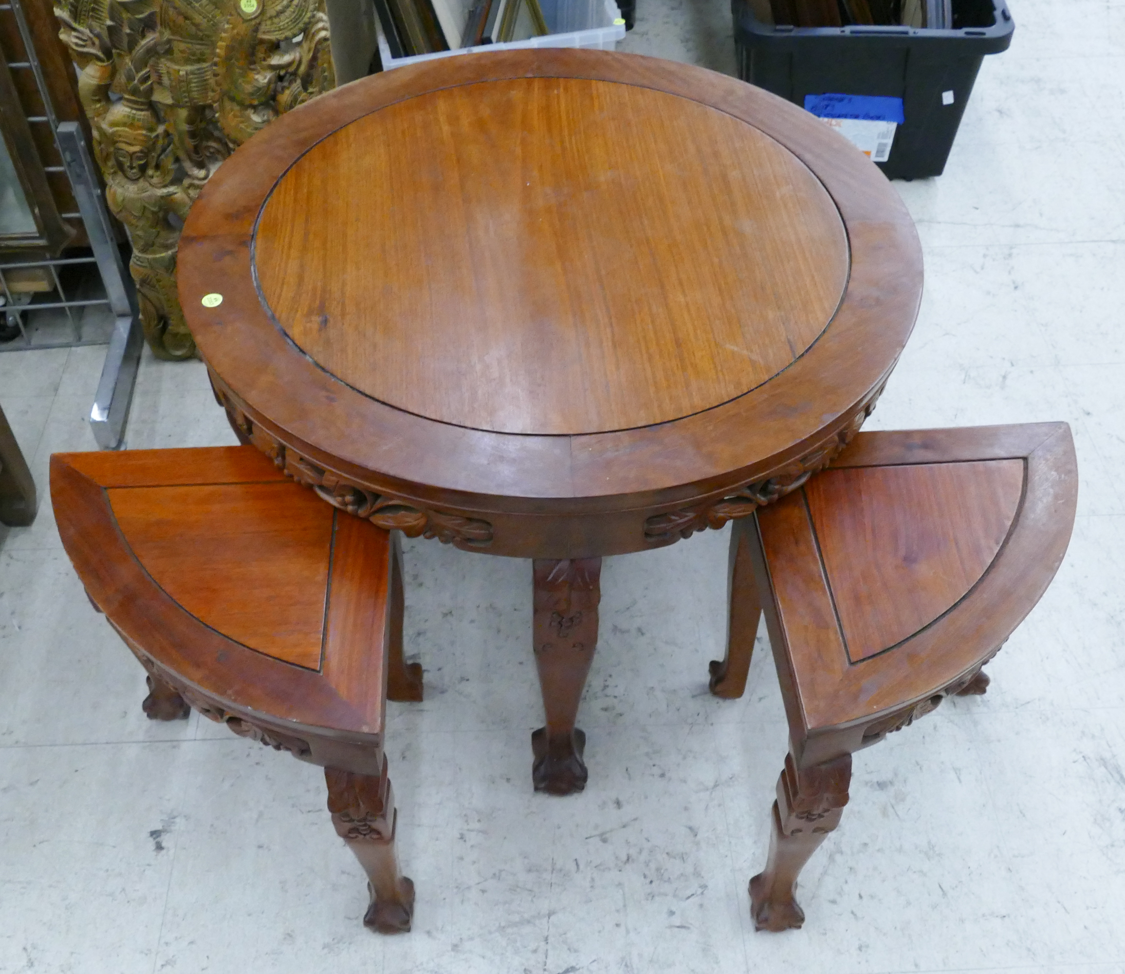 Appraisal: Chinese Rosewood Chow Table with Benches- x '' table x