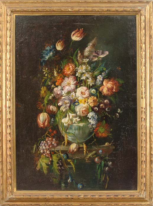 Appraisal: UNSIGNED Italian th Century STILL LIFE OF FLOWERS Oil on