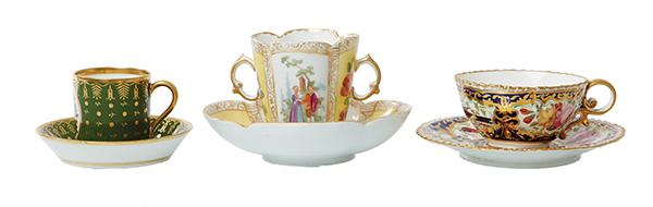 Appraisal: A TH CENTURY GERMAN TWIN HANDLED CABINET CUP AND SAUCER