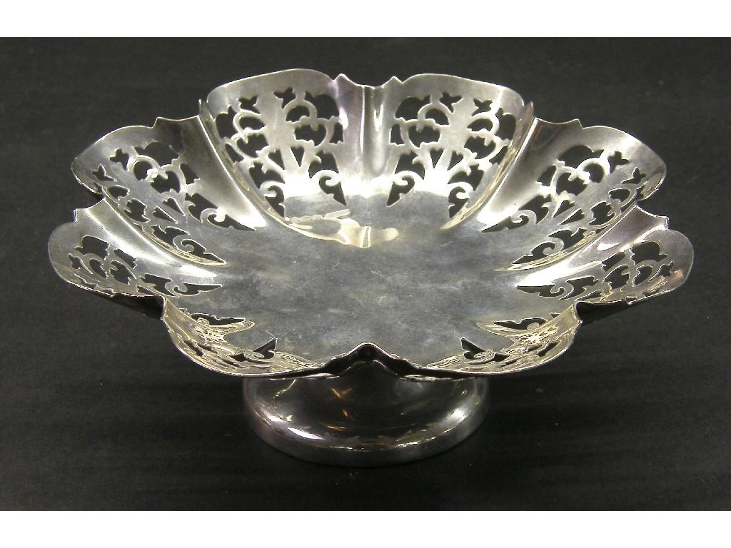 Appraisal: Silver bonbon dish the lobed pierced bowl upon a circular