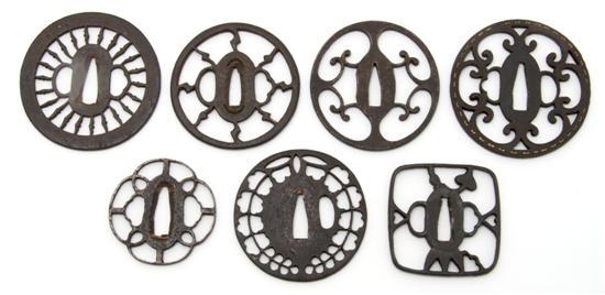 Appraisal: A Group of Seven Iron Tsuba Edo comprised of one